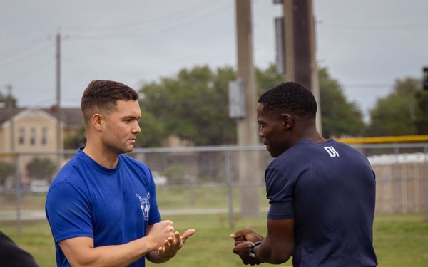 Marines from across the Depot play soccer