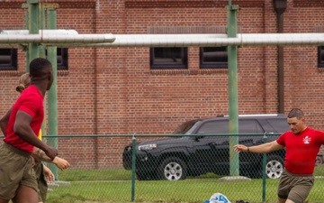 Marines from across the Depot play soccer