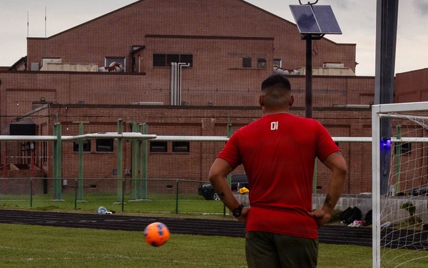 Marines from across the Depot play soccer