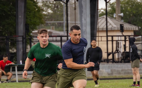Marines from across the Depot play soccer