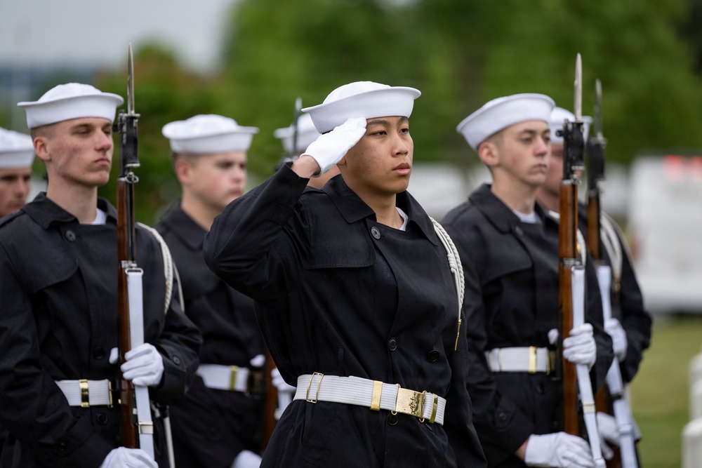 Full Military Funeral Honors with Escort are Conducted for U.S. Navy Seaman 1st Class Paul Newton in Section 57