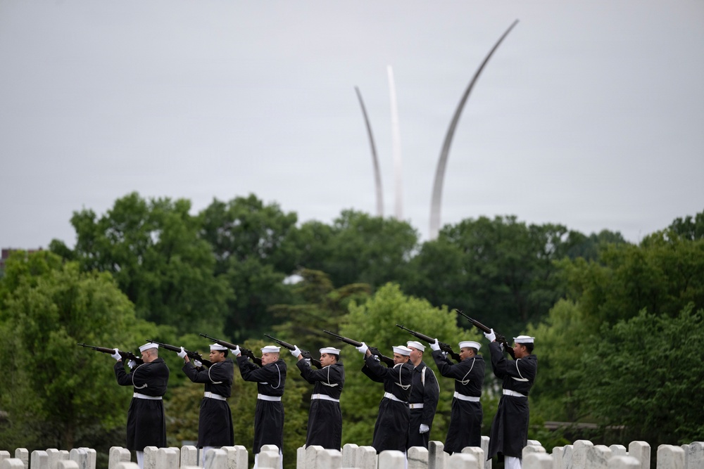 Full Military Funeral Honors with Escort are Conducted for U.S. Navy Seaman 1st Class Paul Newton in Section 57
