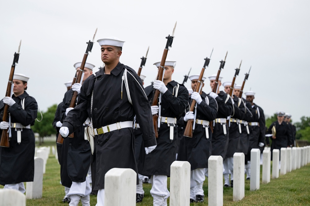Full Military Funeral Honors with Escort are Conducted for U.S. Navy Seaman 1st Class Paul Newton in Section 57