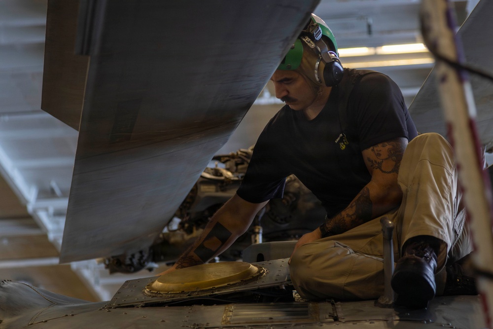 USS Abraham Lincoln Conducts Aircraft Maintenance