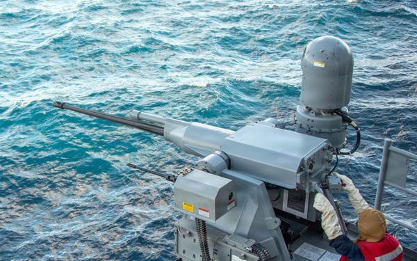USS ESSEX conducts MK 38 gunshoot