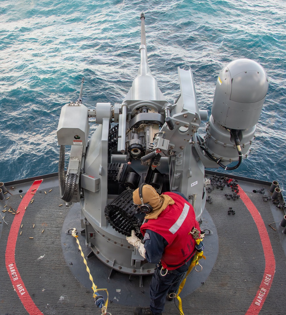 USS ESSEX conducts MK 38 gunshoot