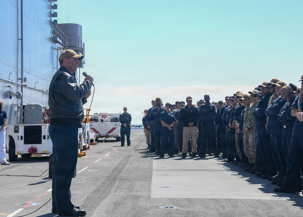USS Essex all hands call with the triad
