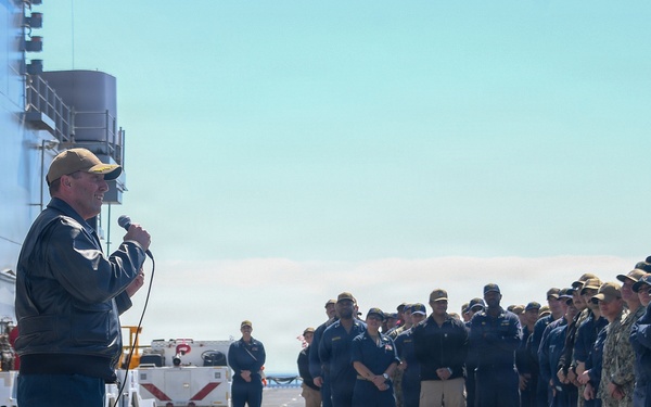 USS Essex all hands call with the triad
