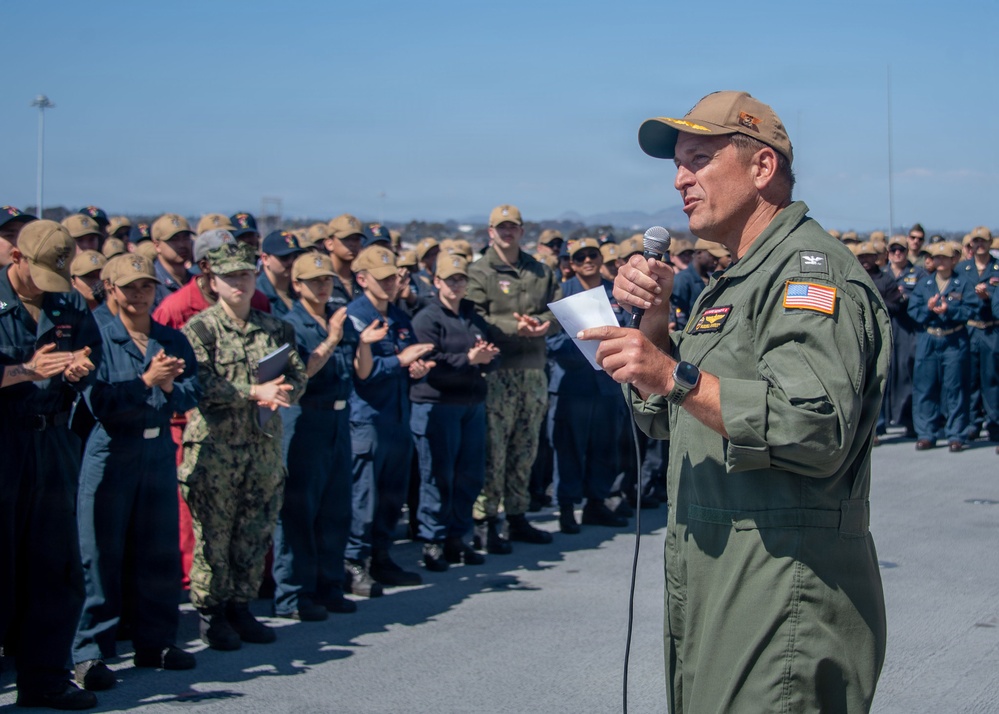 USS Essex all hands call with the triad
