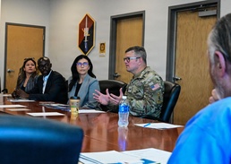 Space Base Delta 3 and regional civic and aerospace leaders conduct a round table discussion during a visit at Los Angeles Air Force Base
