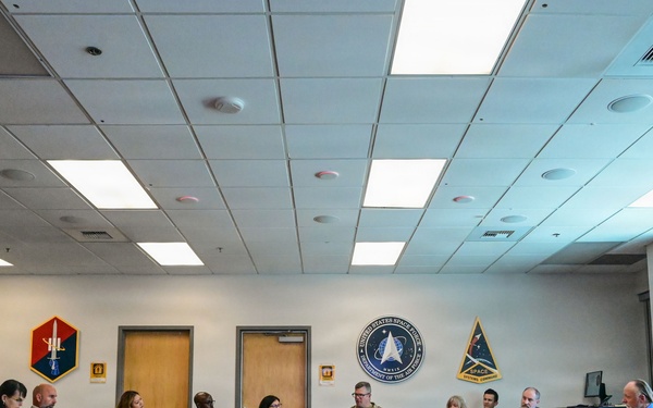 Space Base Delta 3 and regional civic and aerospace leaders discuss the importance of strategic partnership during a visit at Los Angeles Air Force Base