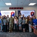 Space Base Delta 3 and regional civic and aerospace leaders pose for a group photo during a visit at Los Angeles Air Force Base
