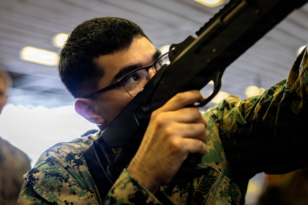 11th MEU Marines Conduct Counter-small Unmanned Aircraft Systems Training Aboard USS Boxer
