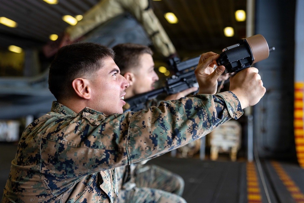 11th MEU Marines Conduct Counter-small Unmanned Aircraft Systems Training Aboard USS Boxer