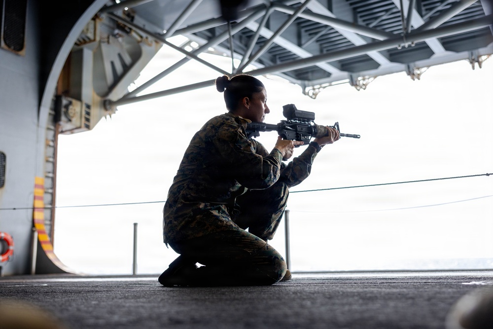11th MEU Marines Conduct Counter-small Unmanned Aircraft Systems Training Aboard USS Boxer