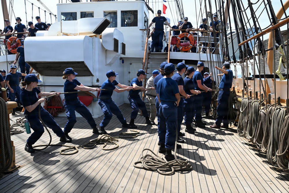 Coast Guard Academy Cadets begin "School of the Ship" orientation aboard Barque Eagle