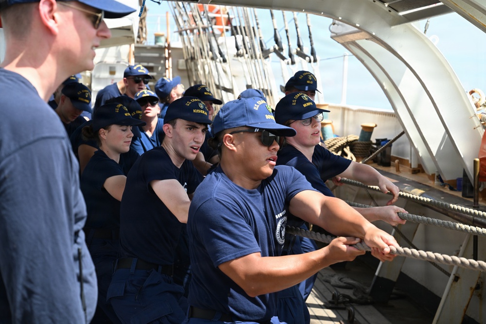 Coast Guard Academy Cadets begin "School of the Ship" orientation aboard Barque Eagle