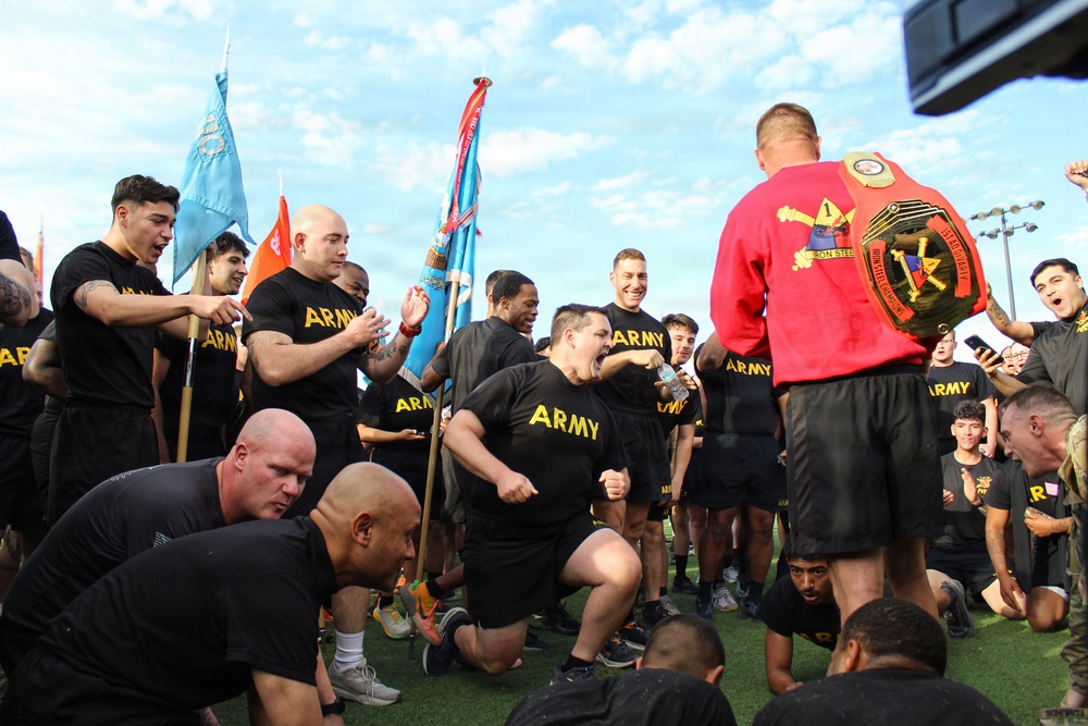 Iron Steel Soldiers Compete to win the BDE physical fitness competition.