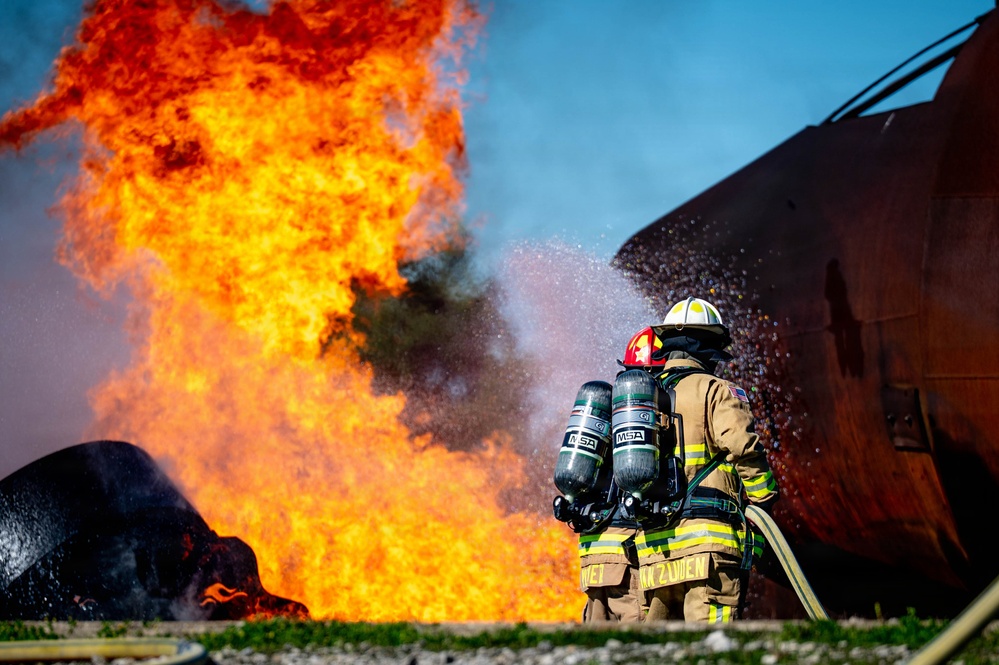 Grissom Firefighters Conduct Aircraft Burn Training