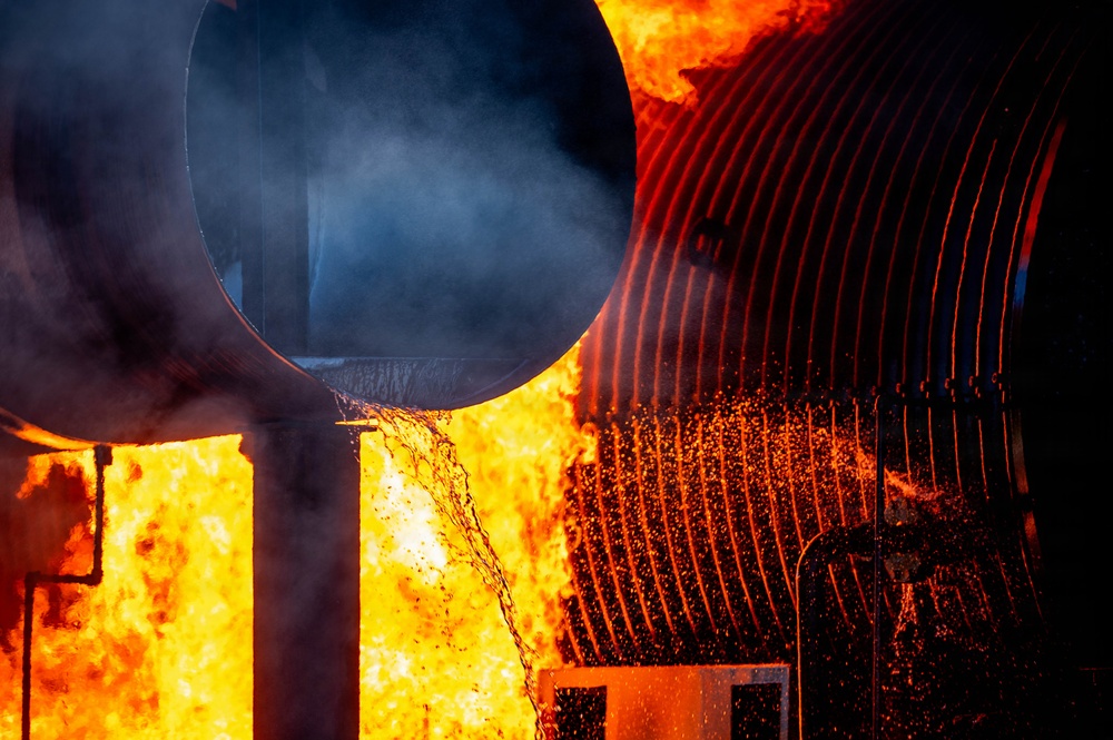 Grissom Firefighters Conduct Aircraft Burn Training