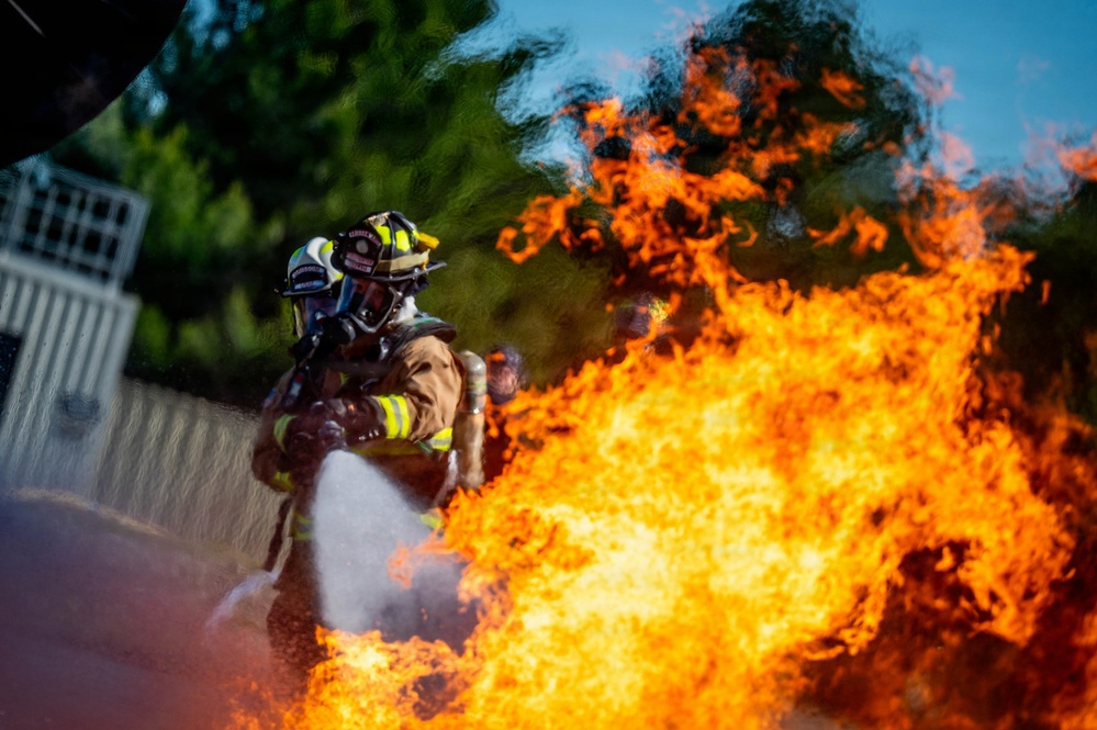 Grissom Firefighters Conduct Aircraft Burn Training