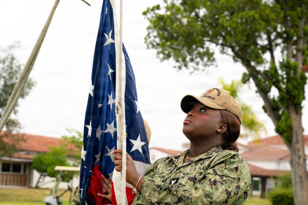 NSWC Corona Sailors conduct Morning Colors