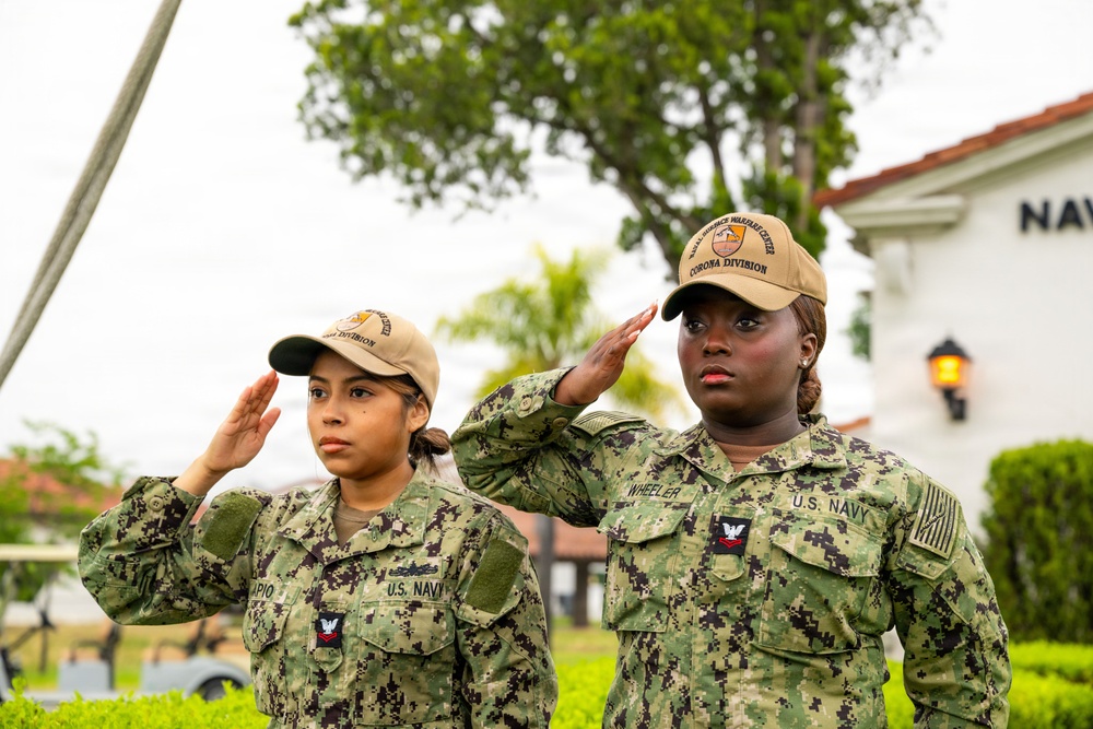 NSWC Corona Sailors conduct Morning Colors