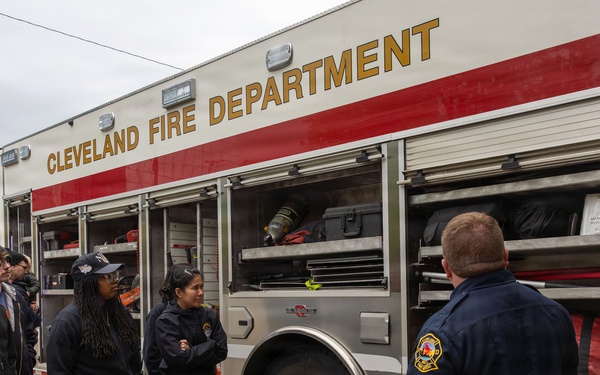 USS Cleveland (LCS 31) Visits Cleveland Fire Station 1