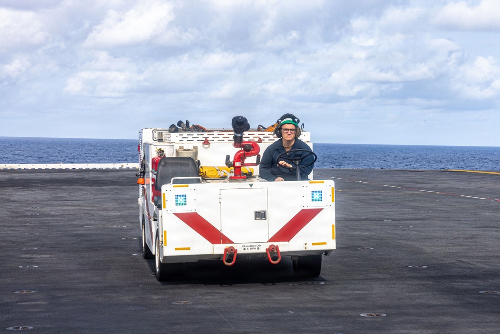 USS Iwo Jima Sailors Learn to Drive a P-25 firetruck