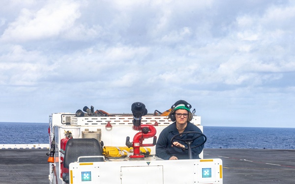 USS Iwo Jima Sailors Learn to Drive a P-25 firetruck