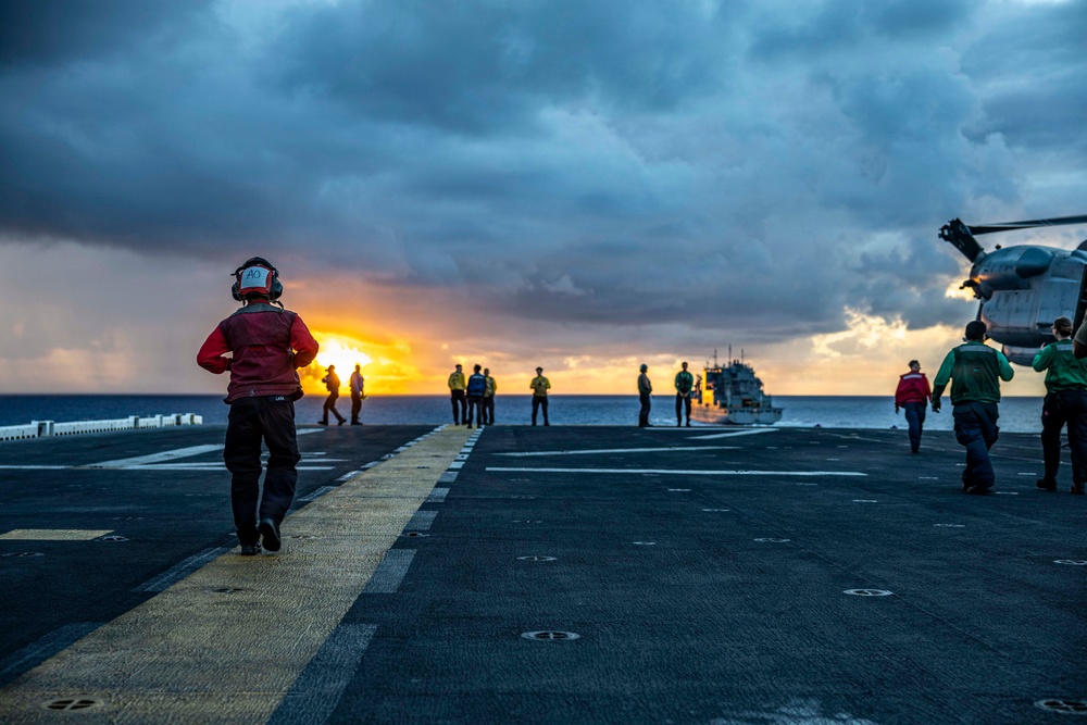 USS Iwo Jima Conducts a Fueling-at-Sea