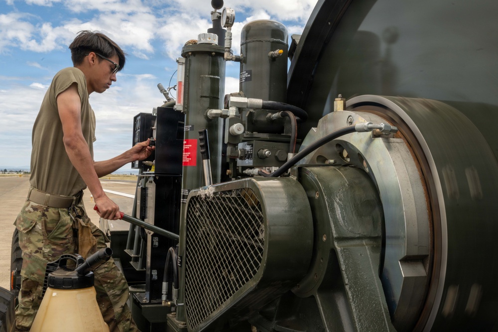 "Mission ready: 60th CES partners with Navy to test mobile aircraft arresting system”