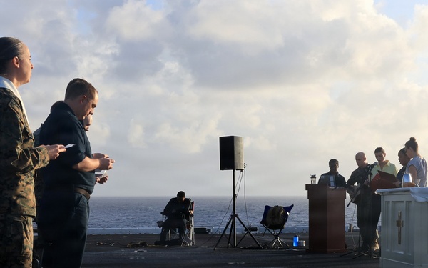 USS Iwo Jima (LHD 7) Holds a Sunday Sunrise Service