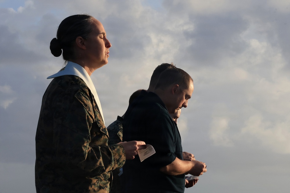USS Iwo Jima (LHD 7) Holds a Sunday Sunrise Service