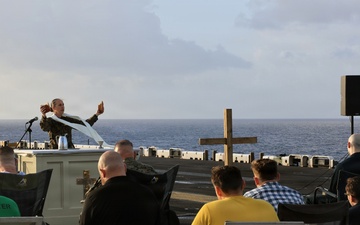 USS Iwo Jima (LHD 7) Holds a Sunday Sunrise Service