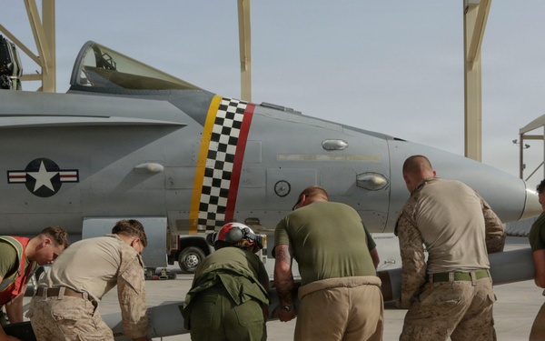 U.S. Marines conduct F/A-18 Hornet landing