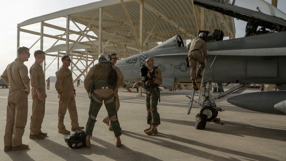 U.S. Marines conduct F/A-18 Hornet landing