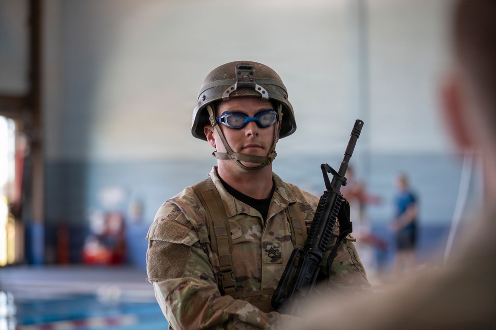 218th Maneuver Enhancement Brigade hosts a Combat Water Survival Test on Fort Gordon