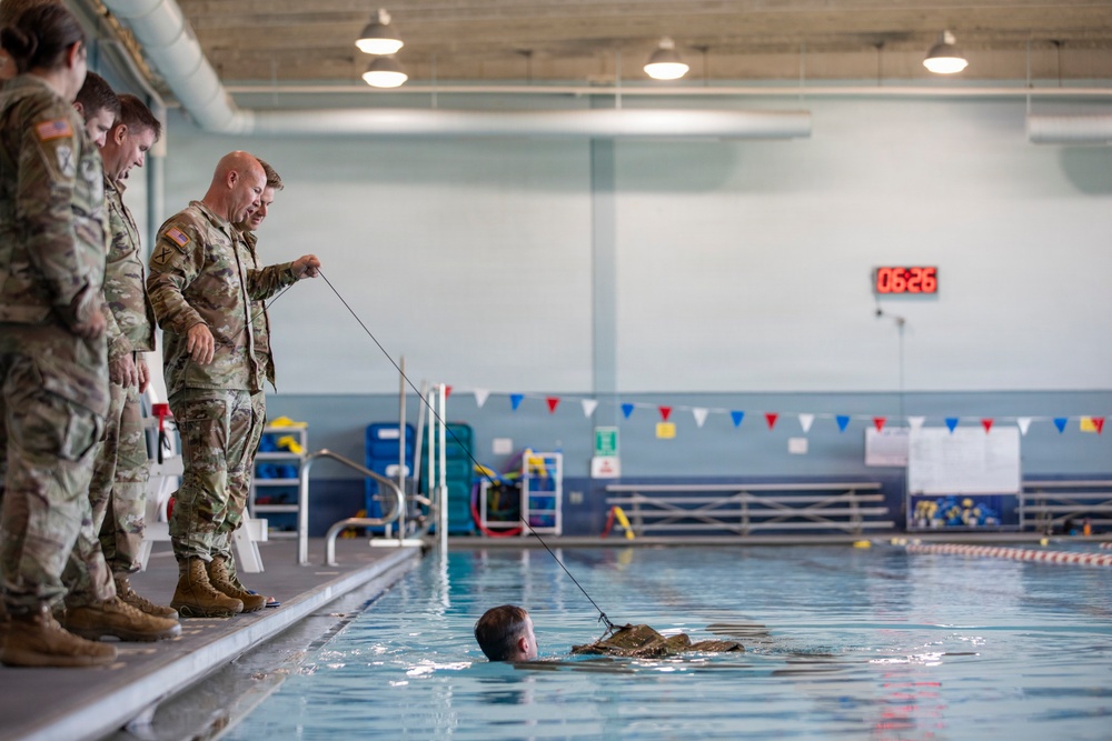 218th Maneuver Enhancement Brigade hosts a Combat Water Survival Test on Fort Gordon
