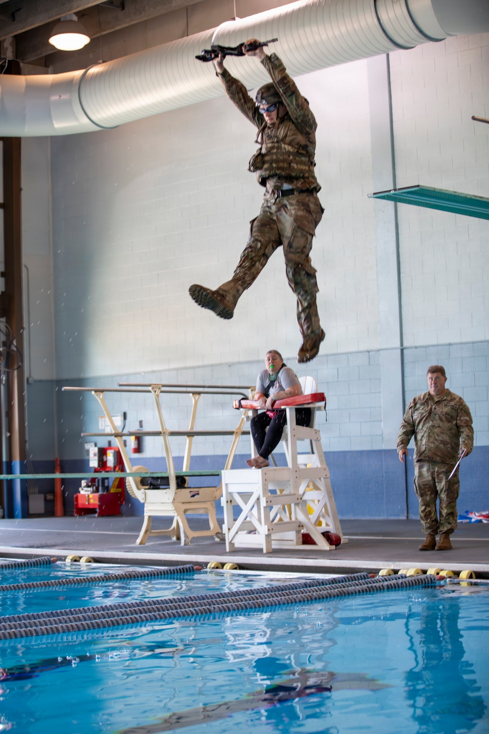 218th Maneuver Enhancement Brigade hosts a Combat Water Survival Test on Fort Gordon