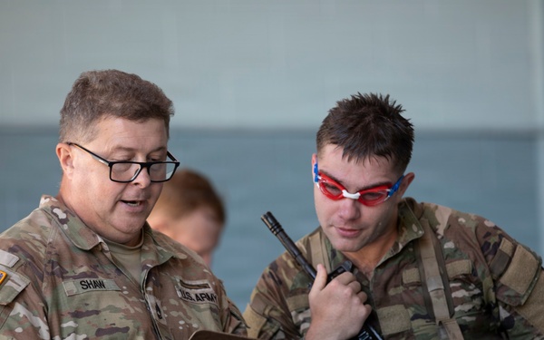 218th Maneuver Enhancement Brigade hosts a Combat Water Survival Test on Fort Gordon