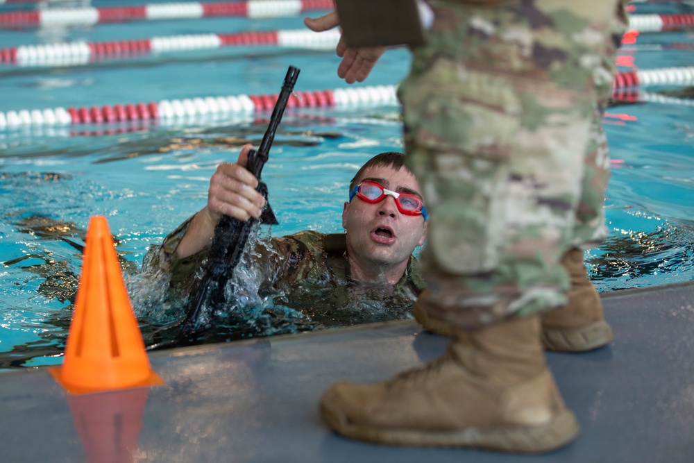 218th Maneuver Enhancement Brigade hosts a Combat Water Survival Test on Fort Gordon