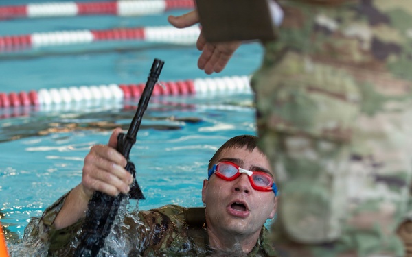 218th Maneuver Enhancement Brigade hosts a Combat Water Survival Test on Fort Gordon
