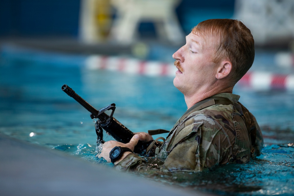 218th Maneuver Enhancement Brigade hosts a Combat Water Survival Test on Fort Gordon