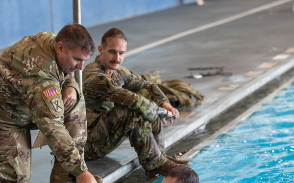 218th Maneuver Enhancement Brigade hosts a Combat Water Survival Test on Fort Gordon