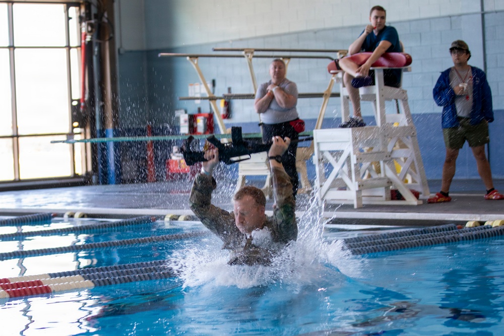 218th Maneuver Enhancement Brigade hosts a Combat Water Survival Test on Fort Gordon