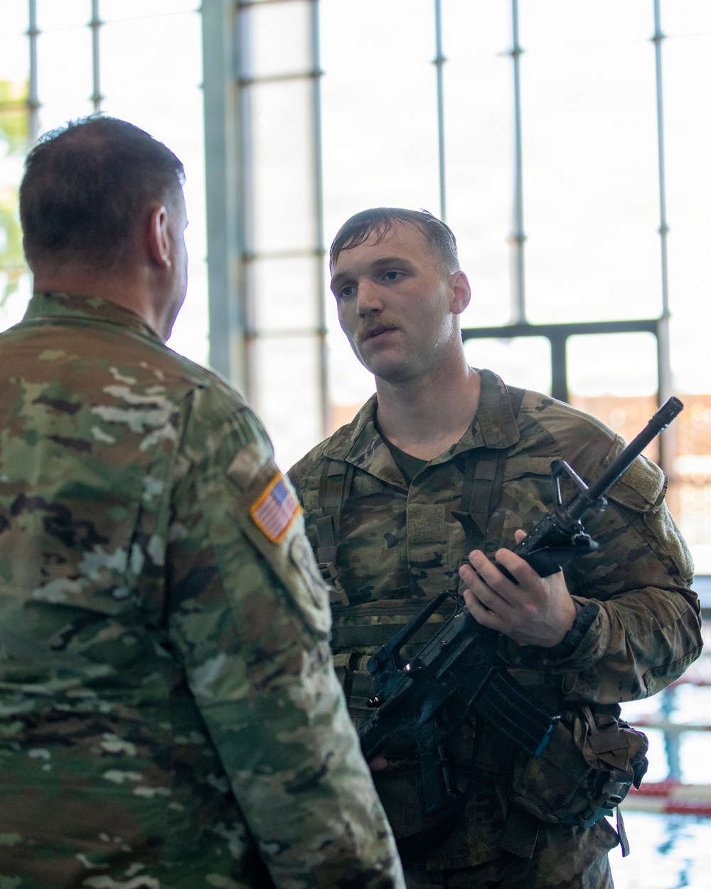 218th Maneuver Enhancement Brigade hosts a Combat Water Survival Test on Fort Gordon