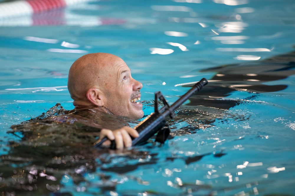 218th Maneuver Enhancement Brigade hosts a Combat Water Survival Test on Fort Gordon