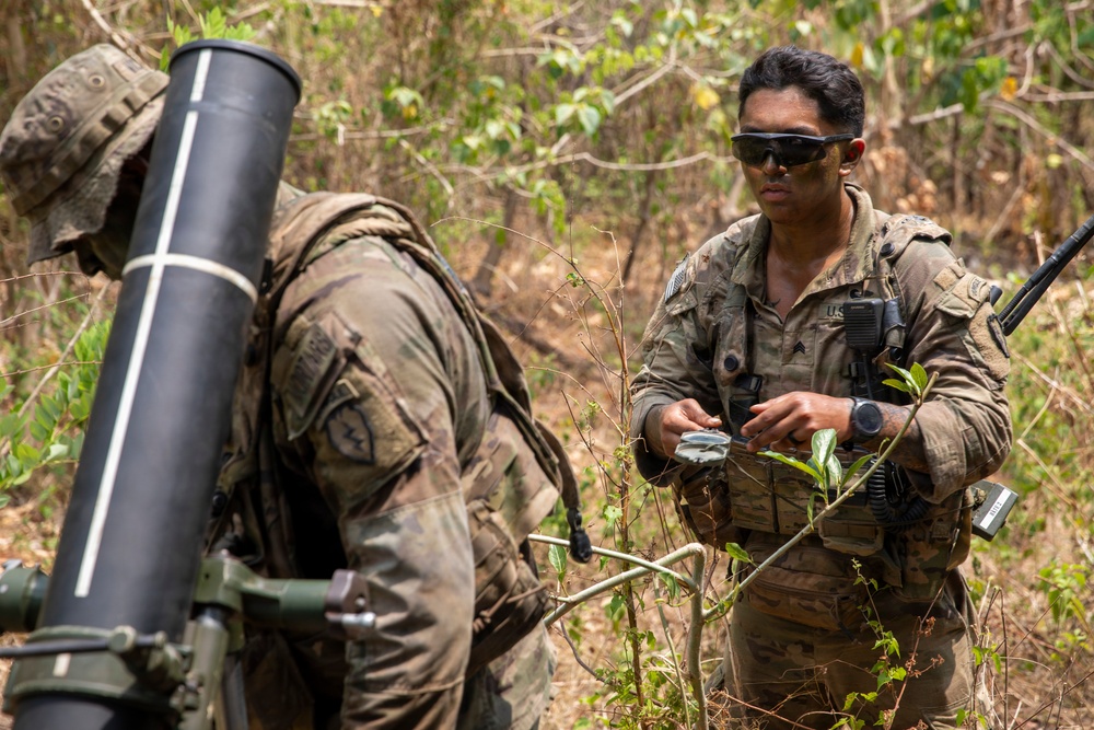 Salaknib 2026: 2-35 Infantry ‘Cacti’ establishes mortar position during JPMRC-X