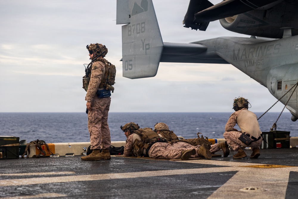 11th MEU Marines, Sailors Conduct A Small Craft Action Team Drill Aboard USS Boxer